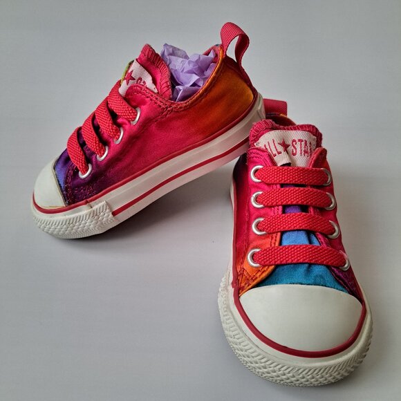 Converse All Star Rainbow Toddler Sneakers Size 4 Colorful Low Tops 🌈 - Picture 2 of 7
